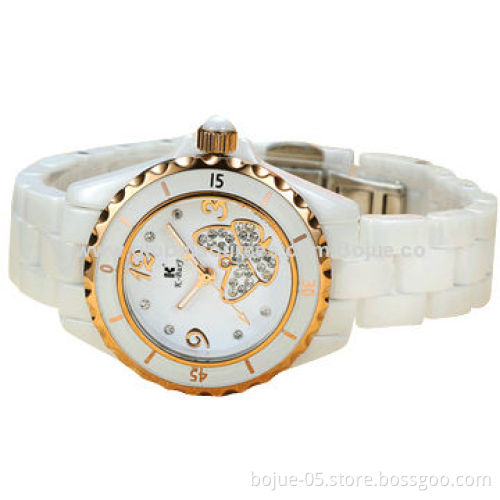 White Ceramic Female Watch with Mechanical Movement, 3ATM Waterproof